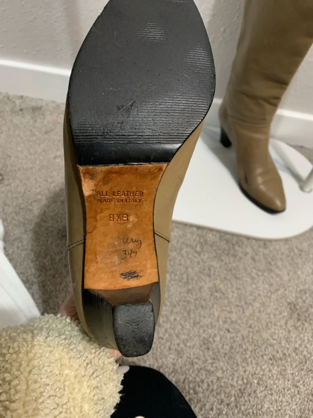 Vintage Maserati Classic Over-the-Knee Boots in Taupe Leather